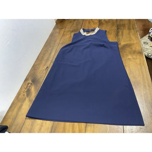 NEW Lilly Pulitzer $228 Brandi Beaded Stretch Shift Dress True Navy Gold Size 10